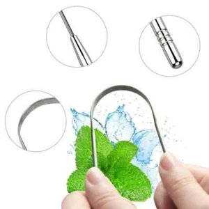 Dental Stainless Steel Tongue Cleaner Scraper Oral Care Breath Sweeper Tools - Picture 1 of 12