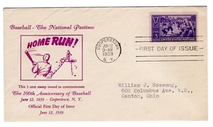 #855 Baseball Centennial 1939 FDC -  Planty #65 - Picture 1 of 2