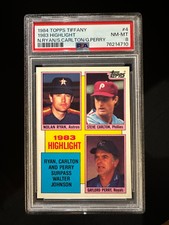 1984 Topps Tiffany #4 - 1983 Highlight - Nolan Ryan, Steve Carlton, Perry, PSA 8