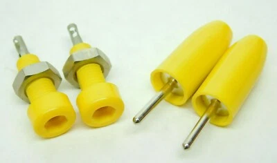 ¡2 PARES! TAPONES DE PRUEBA ENCHUFES JOHNSON PUNTA DE CUBIERTA ENCHUFE SOLDADURA AMARILLA LV Foto 1 de 4