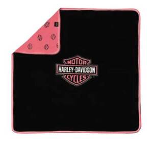 Harley-Davidson Baby Girls' Bar & Shield Receiving Blanket, Black/Pink 0100094