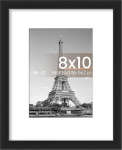Upsimples 8X10 Picture Frame, Display Pictures 5X7 with Mat or 8X10 without Mat, - Picture 1 of 12