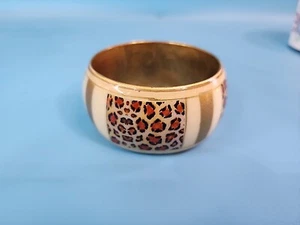 Brazalete Brazalete Brazalete 8" Brillante Cúpula Jaguar/Leopardo Punto Metal y Resina ~ Tono Dorado - Imagen 1 de 4