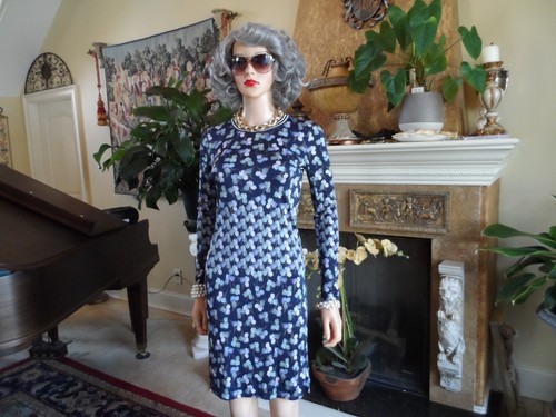 Abito in guaina multistampa Tory Burch 100% blu seta taglia XS PT