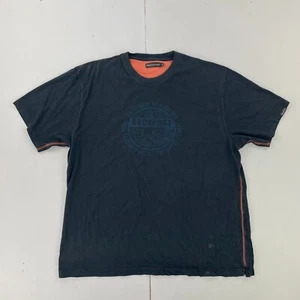 ROCKPORT T-shirt blu medio uomo manica corta 100% cotone logo grande - Foto 1 di 14