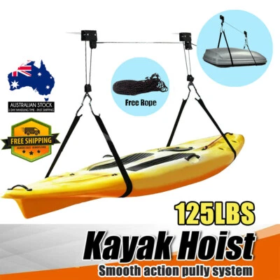 Kayak Hoist Pulley System Bike Lift Garage Ceiling Rack Storage 125LBS Capacity - image 1 of 4