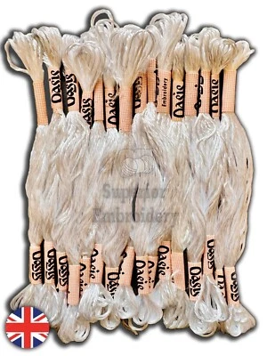 New Large Skeins 12 White Hand Embroidery Thread skeins Floss Silk Rayon Floss - Image 1 of 4