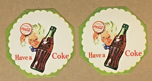 SPRITE BOY   COCA~COLA     SET OF TWO (2)  CARDBOARD COASTERS - Picture 1 of 10