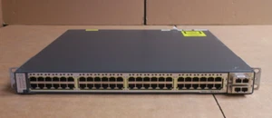 Cisco WS-C3750E-48TD-S 48x 1GE RJ45 +2x 10GE X2 Port 1U Switch + 2x X2-10GB-SR-C - Picture 1 of 5