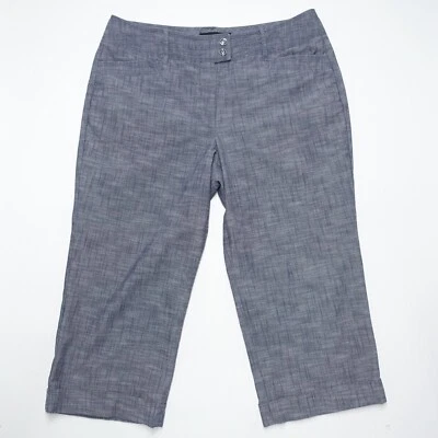 Larry Levine Pants Women's Size 14 Gray Straight Leg Coin-Pockets Cotton Stretch - Image 1 of 4