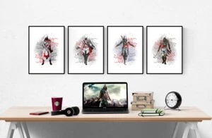 Assassins Creed Aquarell 4er Set Drucke Xbox PS5 Bilder Wandbilder Poster - Bild 1 von 5