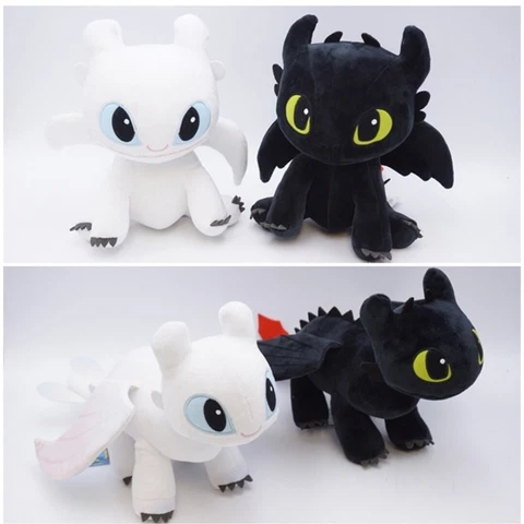 How To Train Your Dragon 3 Toothless Light Fury Plush Doll with Tag 25cm Cover