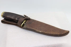 High-Carbon Stainless Steel, Japan, Hunting knife with Brown Leather Sheath - Picture 1 of 17