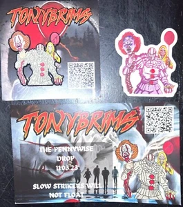 Tony Brimz Pennywise IT Enamel Fitted Hat Pin + Sticker TonyBrimz Glow GitD NEW - Picture 1 of 3