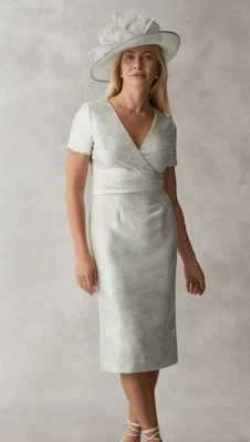 Coast Green Satin Jacquard Dress Size 18 RRP £129 Wedding Occasion Mother Bride - Image 1 of 4