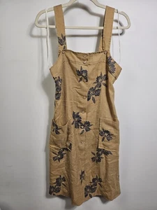 Sidan Hawaii Damen beige blau Blumen Hippie Boho Kleid Gr. 12 Träger -1542s - Bild 1 von 19