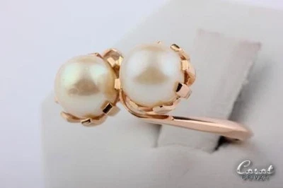 Pearl Ring 750 Rosé Gold 18kt Akoya Size 50 15,7mm Rose Gold Top! # Foto 1 de 4
