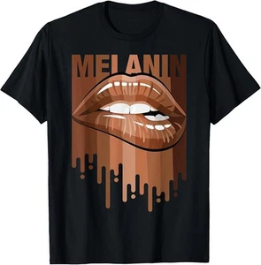 Cool Melanin Girl Lips Graphic Tees, Black Girls Magic Style T-Shirt - Picture 1 of 3
