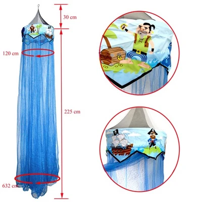 Mosquitera con dosel de cama pirata azul para niños y bebés se adapta a cuna o individual Foto 1 de 2
