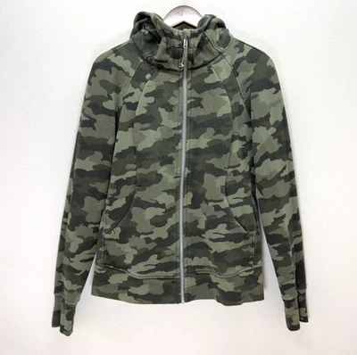 Chaqueta de Buceo Lululemon Mujer Talla 10 Verde Cremallera Completa Sudadera con Capucha Incógnito Camuflaje Gator Foto 1 de 4