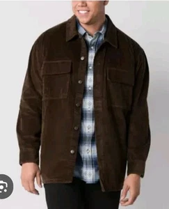 Arizona Jean Co. Corduroy Shirt Jacket Brown Button Up Big & Tall Mens 3XLT NWT - Picture 1 of 8