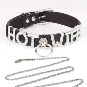 Necklace BDSM Gift Letter SISSY Chain Metal Leash Collar O Ring Choker Custom T6 - Picture 1 of 18