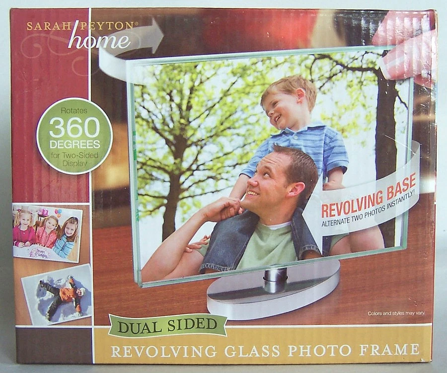 MARCO DE FOTOS 4x6 de vidrio giratorio Sarah Peyton Home 360°, doble cara - ¡Nuevo! Foto 1 de 4