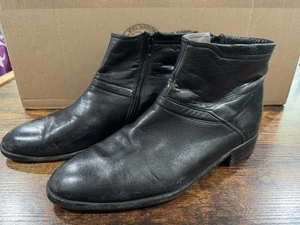 BALLY Ankle Boots, MEN'S 9.5 D, Black Supple Calfskin Leather Zip-Up Italy Shoes - Picture 1 of 14