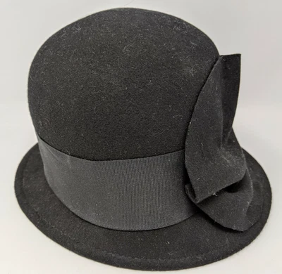 Sombrero Charter Club Exclusivo Decoración 100% Lana Mujer Negro Cloche WPL8046 7" Foto 1 de 4