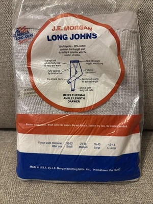 Vntg 90s J.E. Morgan NIOP Thermal Underwear Long John’s Sz M 34-36 Ankle Length - Image 1 of 2
