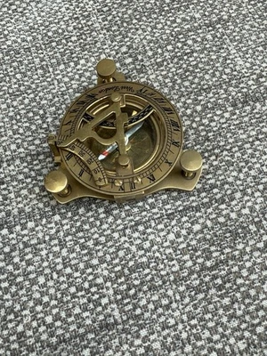 Vintage London West Maritime Antique SUNDIAL COMPASS Brass Nautical - Image 1 of 4