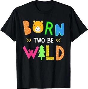 Born Two Be Wild 2 Year Old 2nd Birthday Toddler Boy Girl T-Shirt Hoodie - Picture 1 of 12