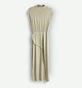 Schlichtes Midikleid Haferflocken Creme ärmellos Gr. M Stretch halbhoch minimalistisch - Bild 1 von 9