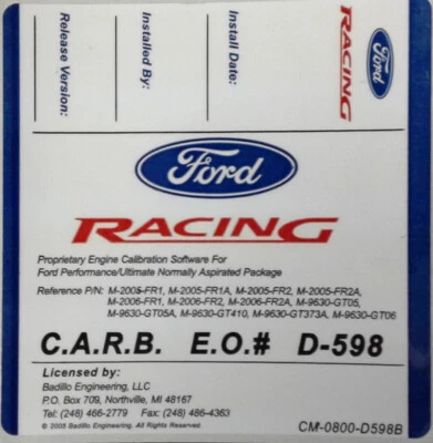 Наклейка сертификационная Shelby GT Ford Racing - заводской оригинал (2007-2008) - Изображение 1 из 4