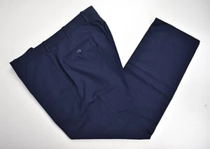 JB Britches Solid Navy Blue 100% Worsted Wool Flat Front Trousers Size: 37x31 - Picture 1 of 7