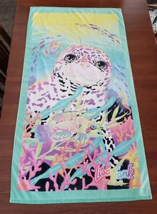 Vintage 90s Lisa Frank Beach Towel Seal Rainbow Reef Neon - Picture 1 of 13