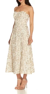 ADRIANNA PAPELL Embroidered Strapless Fit & Flare Dress (size 14) - Picture 1 of 4