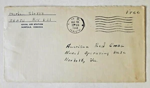 US military official cover Naval Air to American Red Cross free frank VA WWII - Picture 1 of 2