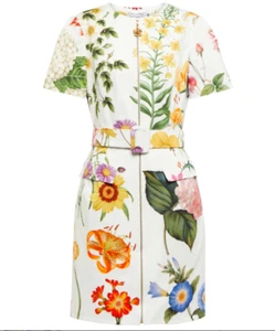 Oscar de la Renta Floral Cotton-blend Twill  Dress SZ 12 - NWT RT $2,490.00 +Tx - Picture 1 of 6