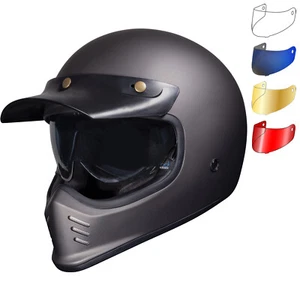 Black Royale II Retro Matt Bronze Motorcycle Helmet With Extra Internal Visor - Picture 1 of 27