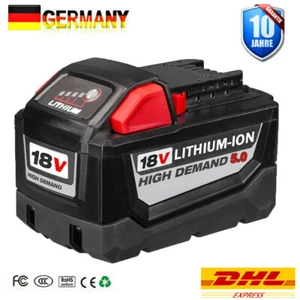 Für  Milwaukee M18 Akku 18V XC 5,0Ah Li-Ion M18B6 48-11-1860 48-11-1852 - Bild 1 von 13