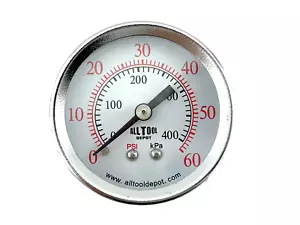 Air Pressure Gauge 2" Dial Center Back Mount 1/4"NPT - 0 to 60PSI - Picture 1 of 4