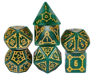 Übergroßes Schlossharz Polyeder Dungeons and Dragons Würfelset 25-33 mm grün - Bild 1 von 5