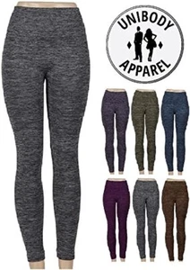 PLUS SIZE WOMEN FLEECE LINED LEGGINGS WITH FOLD OVER WAIST BAND 2 TONES - Picture 1 of 12
