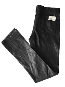 Goldsign $ 770 Leder 5 Taschen schwarze Jeanshose Größe 28 NEU neu mit Etikett - Bild 1 von 17