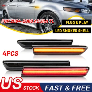 For 04-08 Acura TL Smoke Amber+Red Front + Rear LED Side Marker Lights Lamps 4PC - Picture 1 of 11