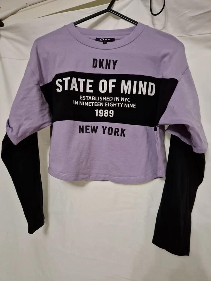 DKNY Cropped Girls Age 10 Long Sleeve Double Layer Effect Top - Image 1 of 4