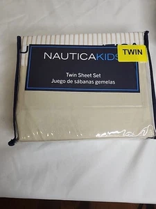 Nautica Twin Sheet 3-Piece Set. Tan With Nautica Logo. New - Picture 1 of 3