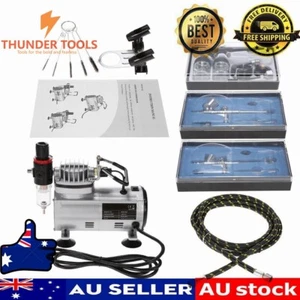 Thunder Tools Professional 3 Airbrush Kit With Air Compressor Hobby AirSpray Gun - Picture 1 of 13