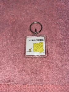 Vintage The Big Cheese Advertising Keychain Plastic Square - Picture 1 of 2